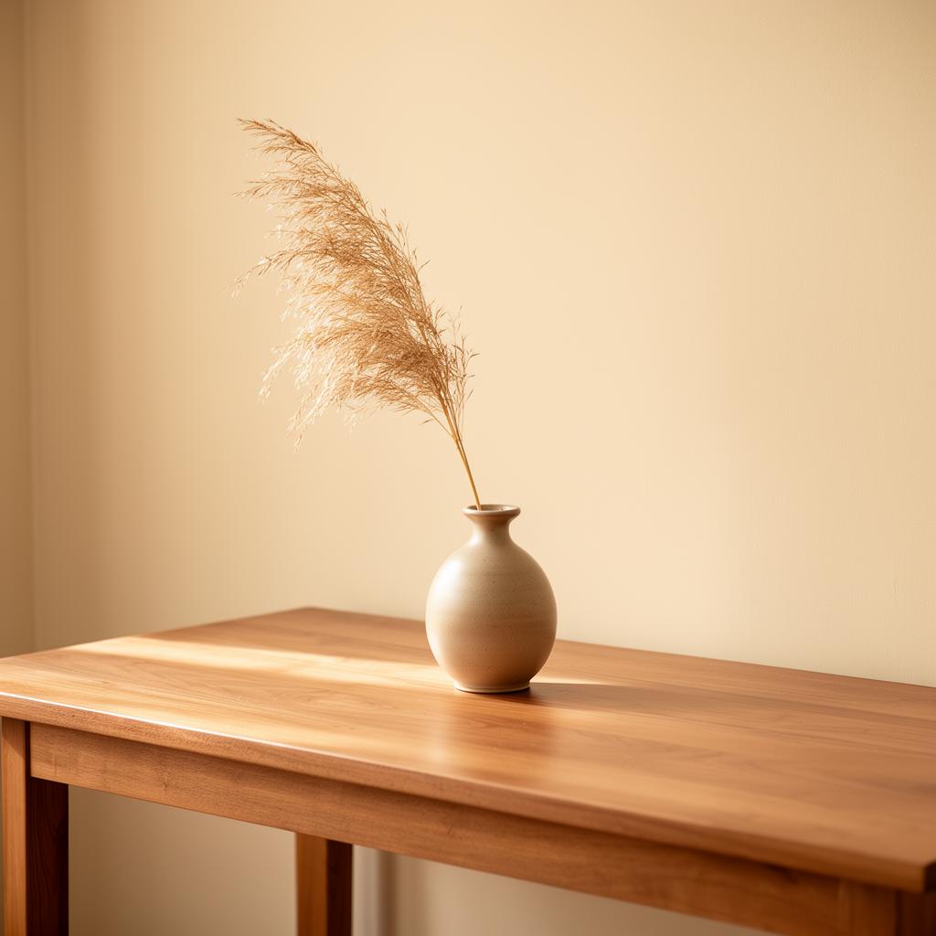 Stiller Arbeitsraum mit Keramikvase